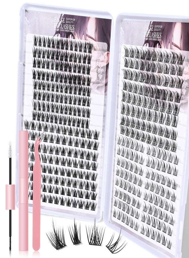 FREEORR 376Pcs Lash Clusters Kit，Four Types of Eyelash mix，11-13mm C Curl Reusable Spiky Eyelash Clusters，Natural Individual Lashes Cluster Kit with Lash Bond and Seal, Tweezers for DIY-01 - Image 1